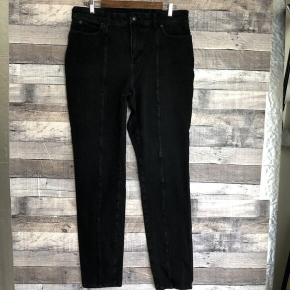 Duluth Trading Jeans 14L Womens Skinny Leg High Rise Front Seam Black - Picture 1 of 10